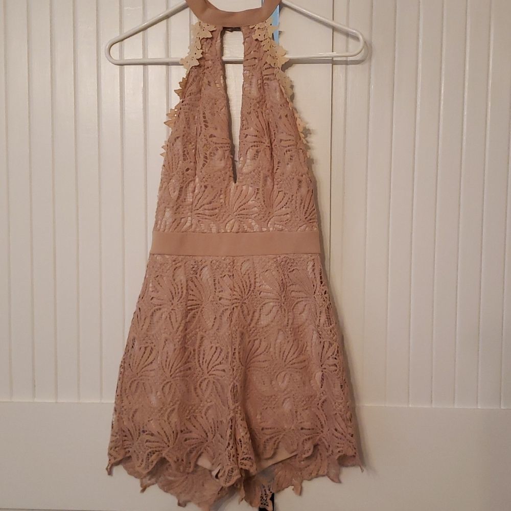 Lace Romper with Keyhole Low Back.